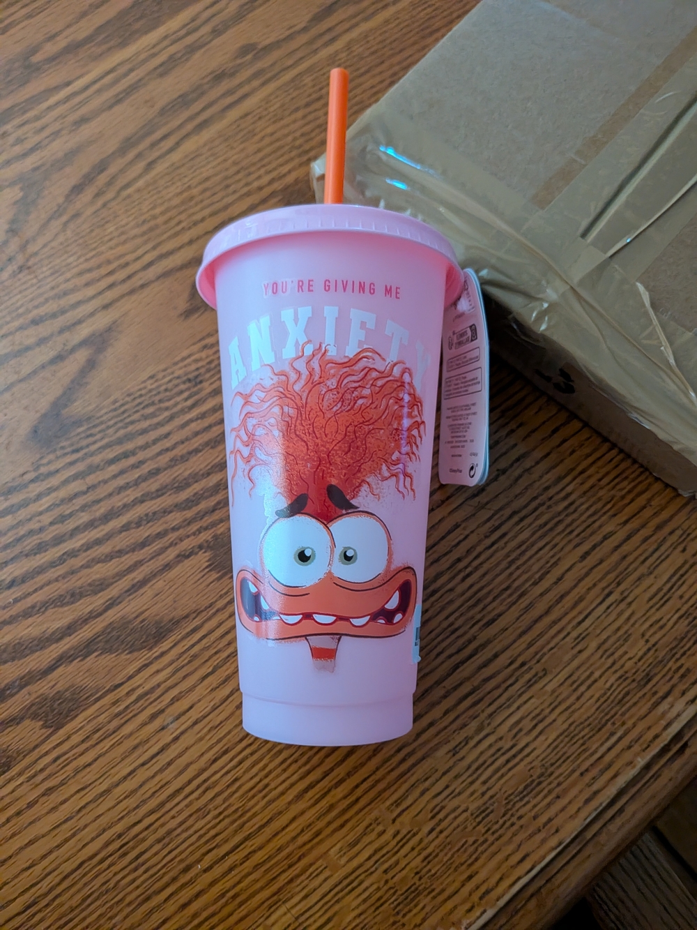 Primark Disney Pink Anxiety' Party Tumbler with Orange Straw